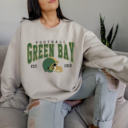 Green Bay Football Vintage Style Sweatshirt, Green Bay Shirt Retro Style 90s Unisex Crewneck, Graphic Tee Gift For Football Fan Sport.