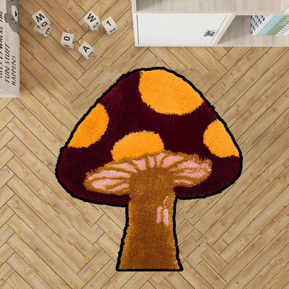 blue and black mushroom,rainbow mushroom rug,pınk mushroom rug,Yellow Navy Blue Mushroom,mushroom colorful,red mushroom rug,blue mushroom