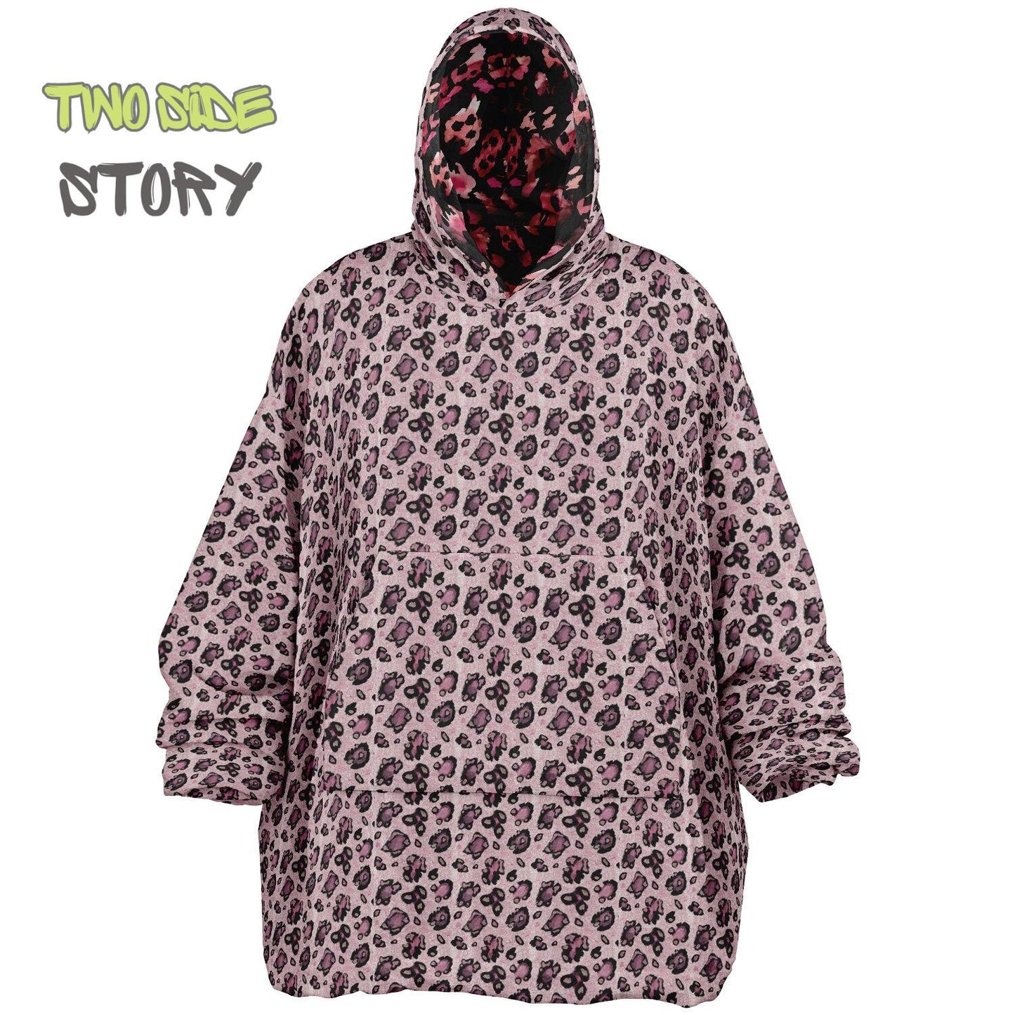 Unisex Reversible Pink Leopard Print Adult Snug Hoodie,Reversible Oversized Hoodie Blanket,Lounge Wear,Unique Gifts,Christmas Gift,Gifts