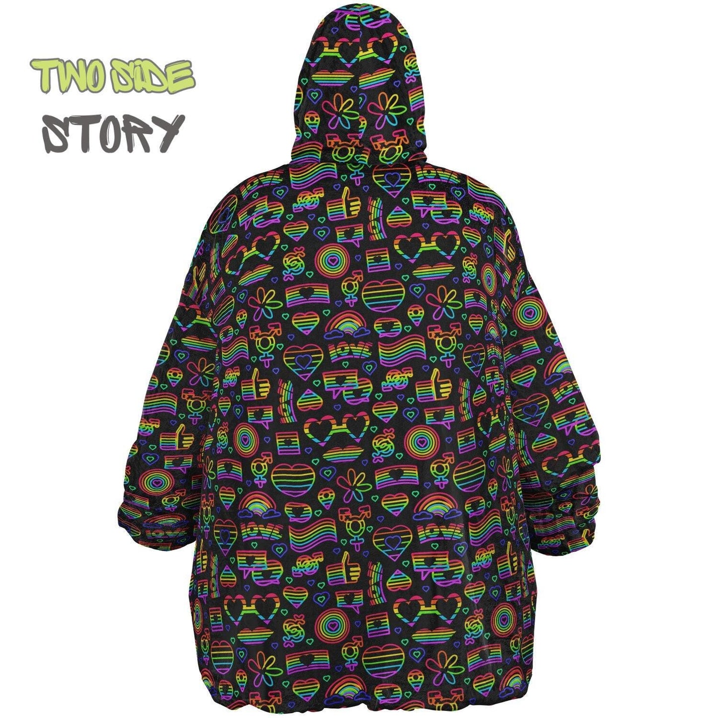 Unisex Reversible Adult Snug Hoodie,Pride Flag Reversible Oversized Hoodie Blanket,Lounge Wear,Unique Gifts,Christmas Gift,Dog Lover Gift