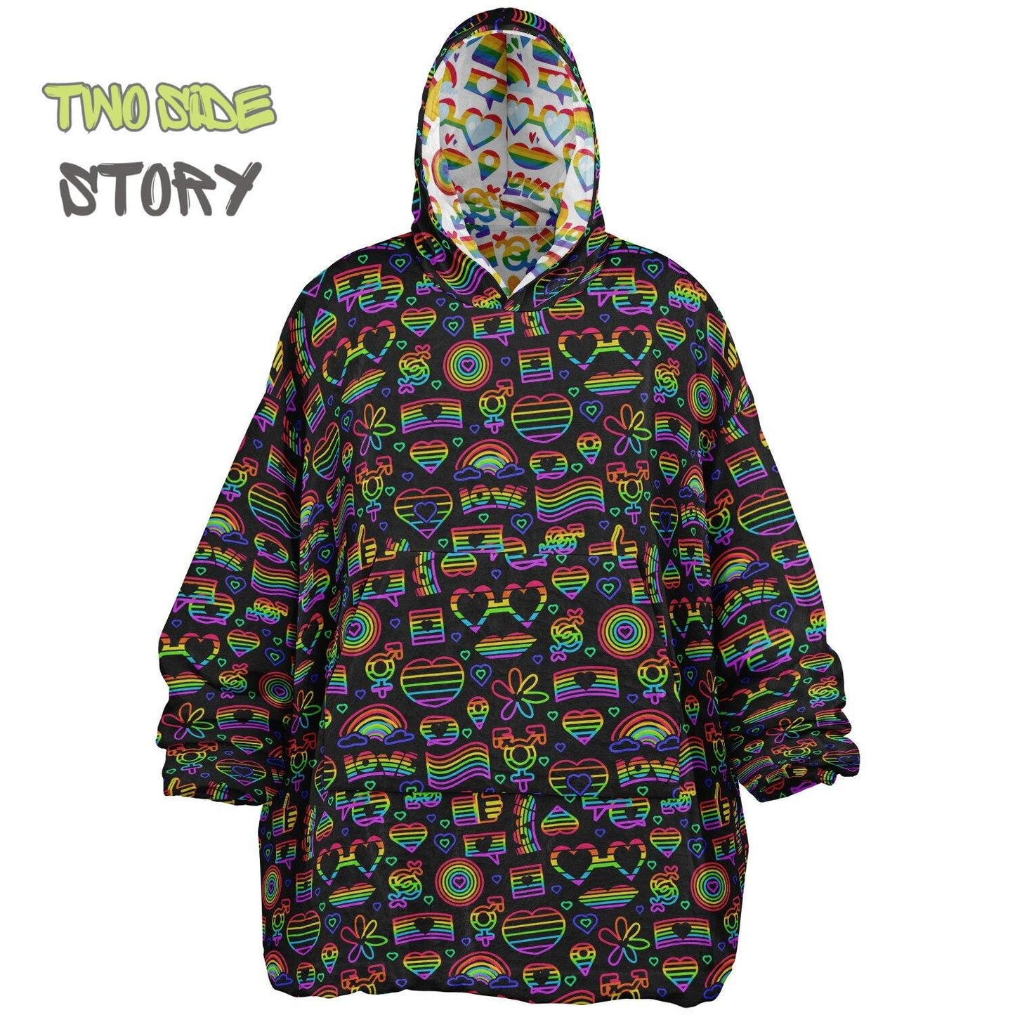 Unisex Reversible Adult Snug Hoodie,Pride Flag Reversible Oversized Hoodie Blanket,Lounge Wear,Unique Gifts,Christmas Gift,Dog Lover Gift