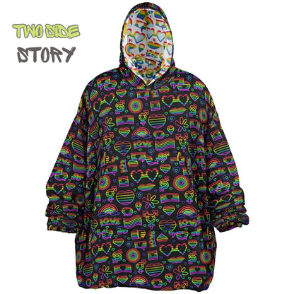 Unisex Reversible Adult Snug Hoodie,Pride Flag Reversible Oversized Hoodie Blanket,Lounge Wear,Unique Gifts,Christmas Gift,Dog Lover Gift