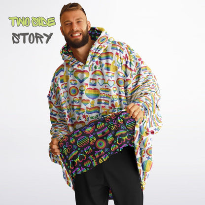 Unisex Reversible Adult Snug Hoodie,Pride Flag Reversible Oversized Hoodie Blanket,Lounge Wear,Unique Gifts,Christmas Gift,Dog Lover Gift