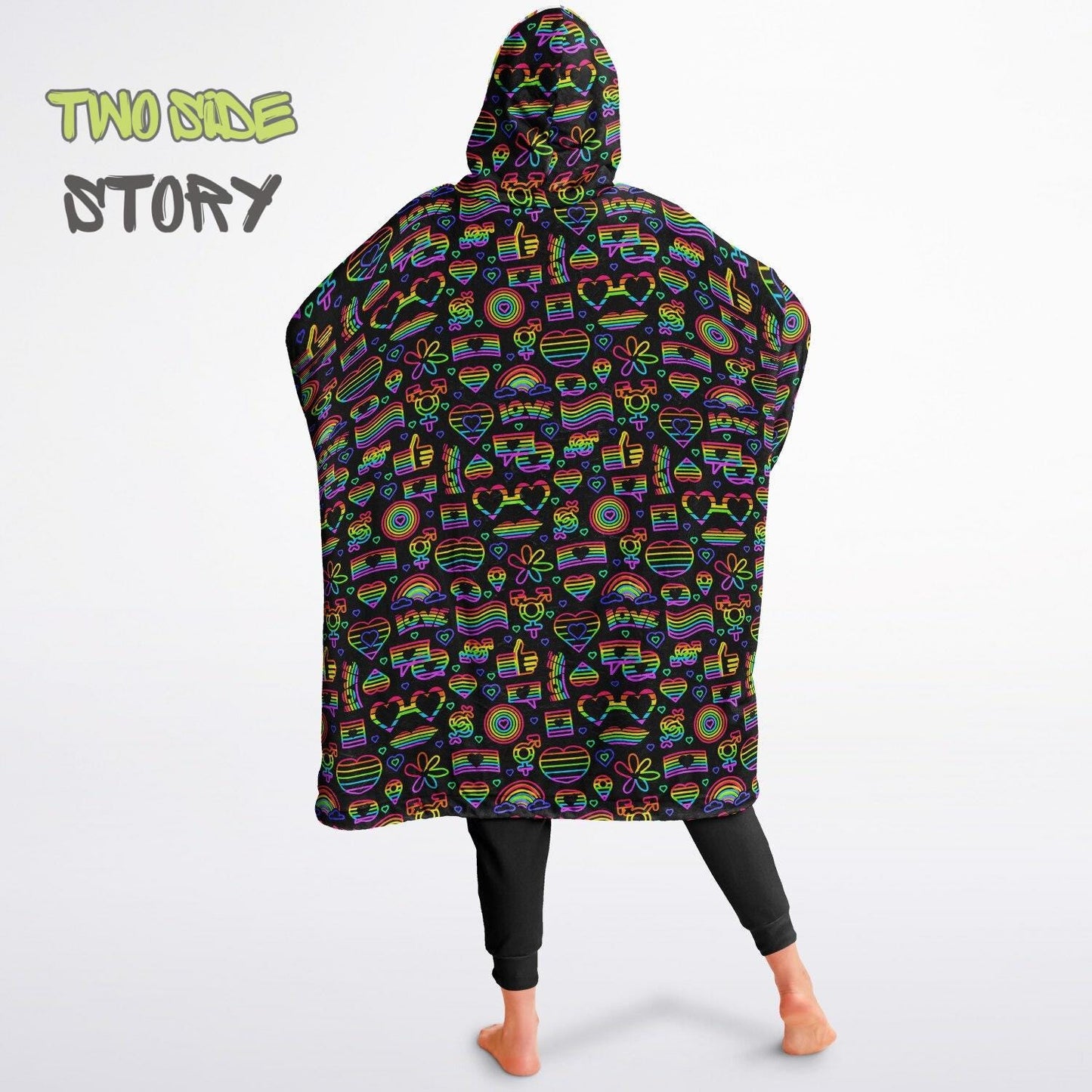 Unisex Reversible Adult Snug Hoodie,Pride Flag Reversible Oversized Hoodie Blanket,Lounge Wear,Unique Gifts,Christmas Gift,Dog Lover Gift