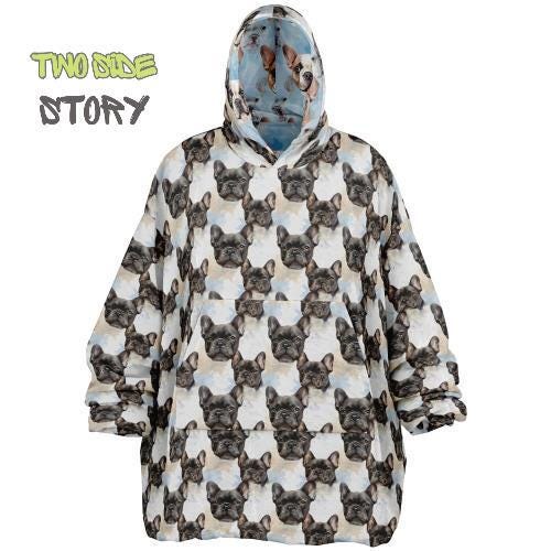 Unisex Reversible Adult Snug Hoodie,Cute Frenchie Reversible Oversized Hoodie Blanket,Lounge Wear,Unique Gifts,Christmas Gift,Dog Lover Gift