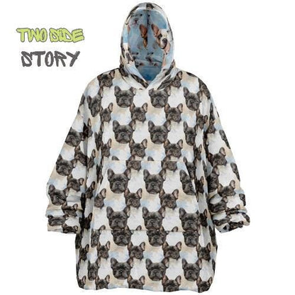Unisex Reversible Adult Snug Hoodie,Cute Frenchie Reversible Oversized Hoodie Blanket,Lounge Wear,Unique Gifts,Christmas Gift,Dog Lover Gift