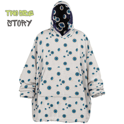 Unisex Evil Eye Reversible Snug Hoodie,Mykonos Eye Double Sized Hooded Blanket,Blanket with Sleeves,Lounge Wear,Unique Gifts,Christmas Gift