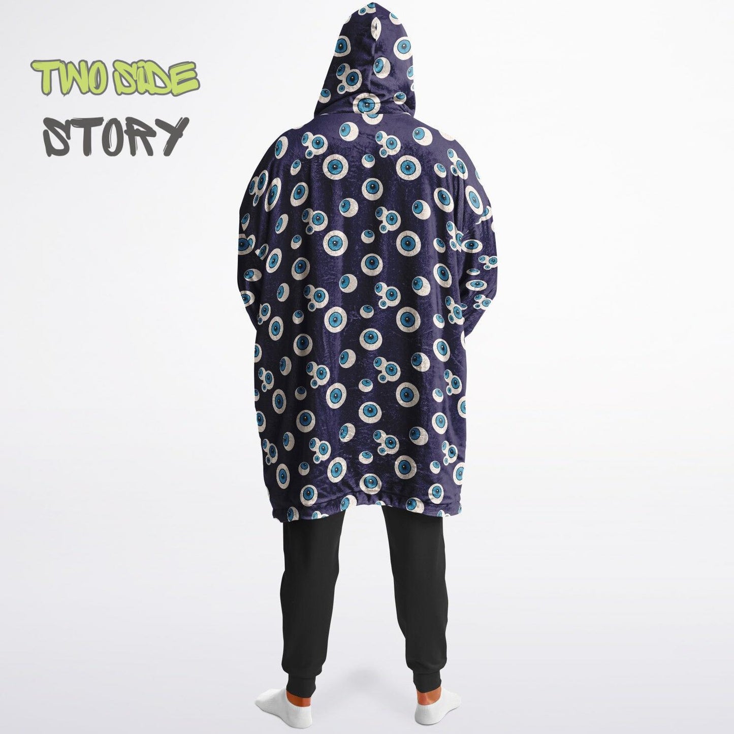 Unisex Evil Eye Reversible Snug Hoodie,Mykonos Eye Double Sized Hooded Blanket,Blanket with Sleeves,Lounge Wear,Unique Gifts,Christmas Gift