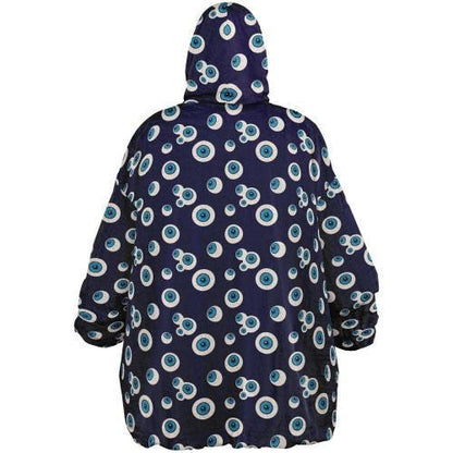 Unisex Evil Eye Reversible Snug Hoodie,Mykonos Eye Double Sized Hooded Blanket,Blanket with Sleeves,Lounge Wear,Unique Gifts,Christmas Gift