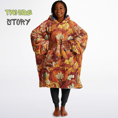 Unisex Reversible Snug Hoodie,Psychedelic Autumn Reversible Hoodie Blanket,Festival Rave Party Wear,Oversized Hoodie Blanket,Unique Gifts
