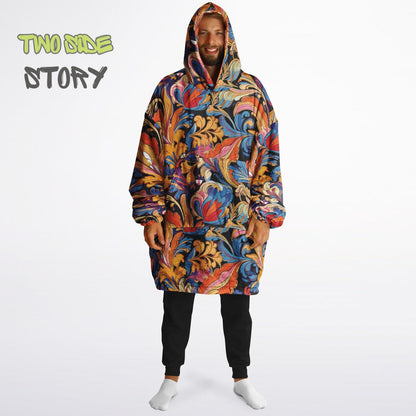 Unisex Reversible Snug Hoodie,Psychedelic Autumn Reversible Hoodie Blanket,Festival Rave Party Wear,Oversized Hoodie Blanket,Unique Gifts