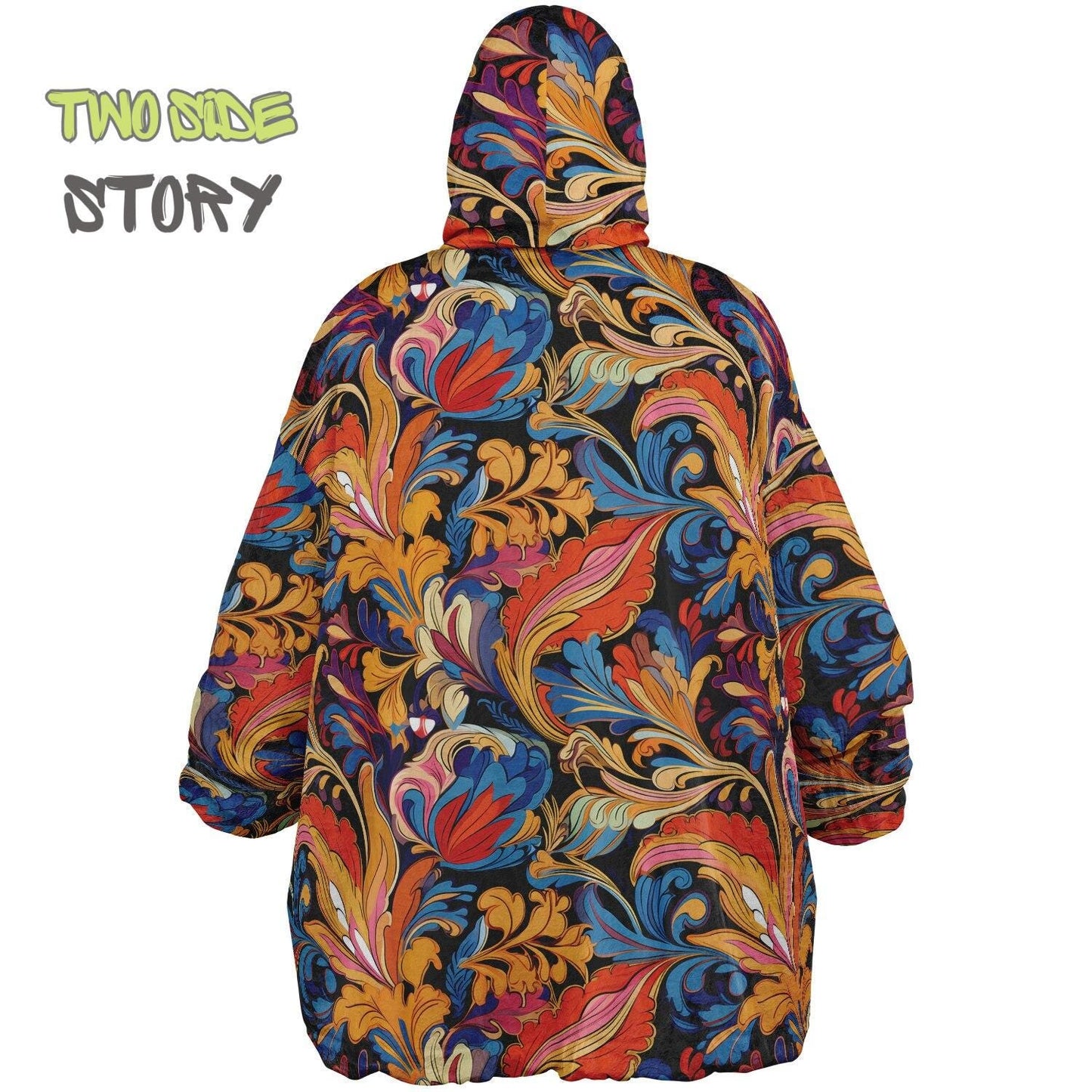 Unisex Reversible Snug Hoodie,Psychedelic Autumn Reversible Hoodie Blanket,Festival Rave Party Wear,Oversized Hoodie Blanket,Unique Gifts