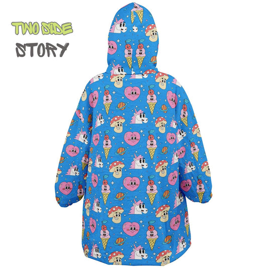Cute Kawaii Fruit Reversible Kids Snug Hoodie,Oversized Double Sided Youth Hoodie Blanket,Warm Blanket with Sleeves,Unique Gifts for Kids