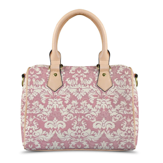 Pretty 'N' Pink Leather Boston Handbag. Waterproof PU Leather Handbag, Top Handle Vegan Leather, Crossbody, Shoulder bag.