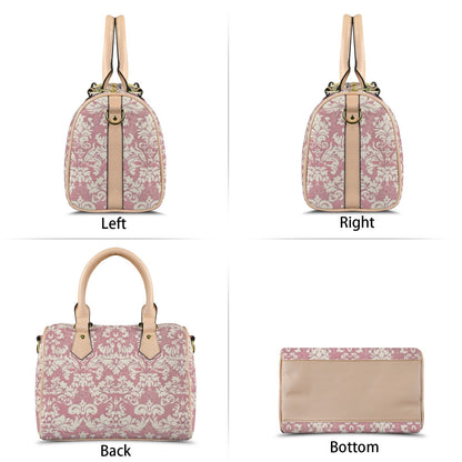 Pretty 'N' Pink Leather Boston Handbag. Waterproof PU Leather Handbag, Top Handle Vegan Leather, Crossbody, Shoulder bag.