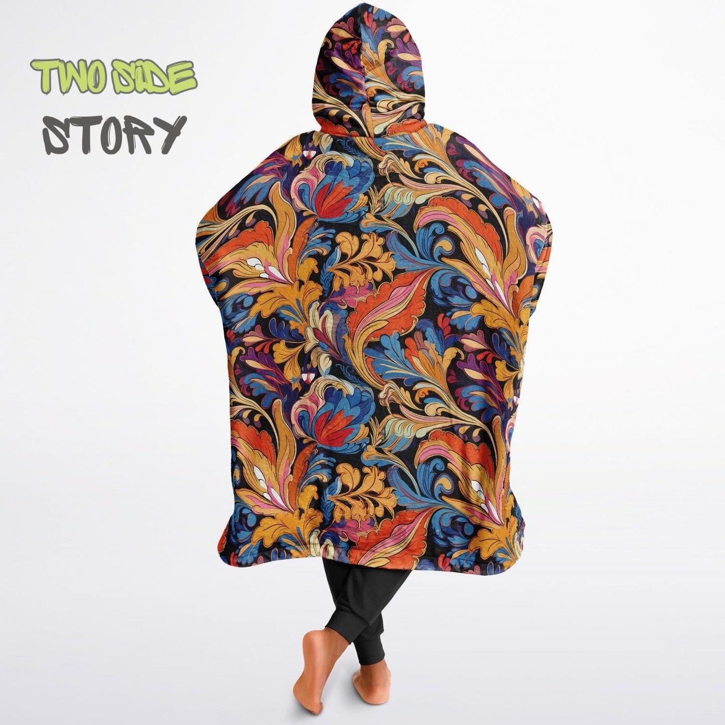 Unisex Reversible Snug Hoodie,Psychedelic Autumn Trippy Blanket Hoodie,Festival Rave Party Wear,Oversized Trippy Hoodie Blanket,Unique Gifts