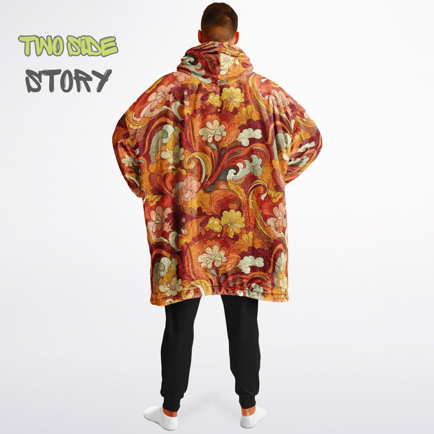 Unisex Reversible Snug Hoodie,Psychedelic Autumn Trippy Blanket Hoodie,Festival Rave Party Wear,Oversized Trippy Hoodie Blanket,Unique Gifts