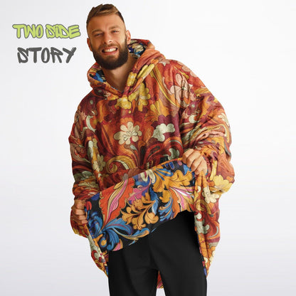 Unisex Reversible Snug Hoodie,Psychedelic Autumn Trippy Blanket Hoodie,Festival Rave Party Wear,Oversized Trippy Hoodie Blanket,Unique Gifts