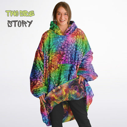 Unisex Reversible Snug Hoodie,Psychedelic Refractograph Trippy Blanket Hoodie,Festival Rave Party Wear,Oversized Hoodie Blanket,Unique Gifts