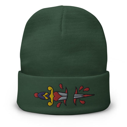Dagger Traditional Tattoo Beanie, Tattoo Inspired Clothing, Embroidered Beanie, Knife Beanie, Old School Tattoo Hat, Tattoo Art Hats