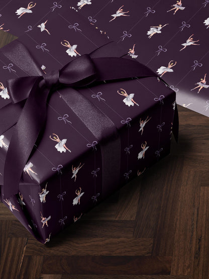 Ballerina Birthday Party Wrapping Paper Girl Gift Wrap Purple Wrapping Paper Ballet Gift Wrap for Holiday Wrapping Paper Children Gift Idea