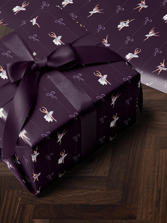 Ballerina Birthday Party Wrapping Paper Girl Gift Wrap Purple Wrapping Paper Ballet Gift Wrap for Holiday Wrapping Paper Children Gift Idea