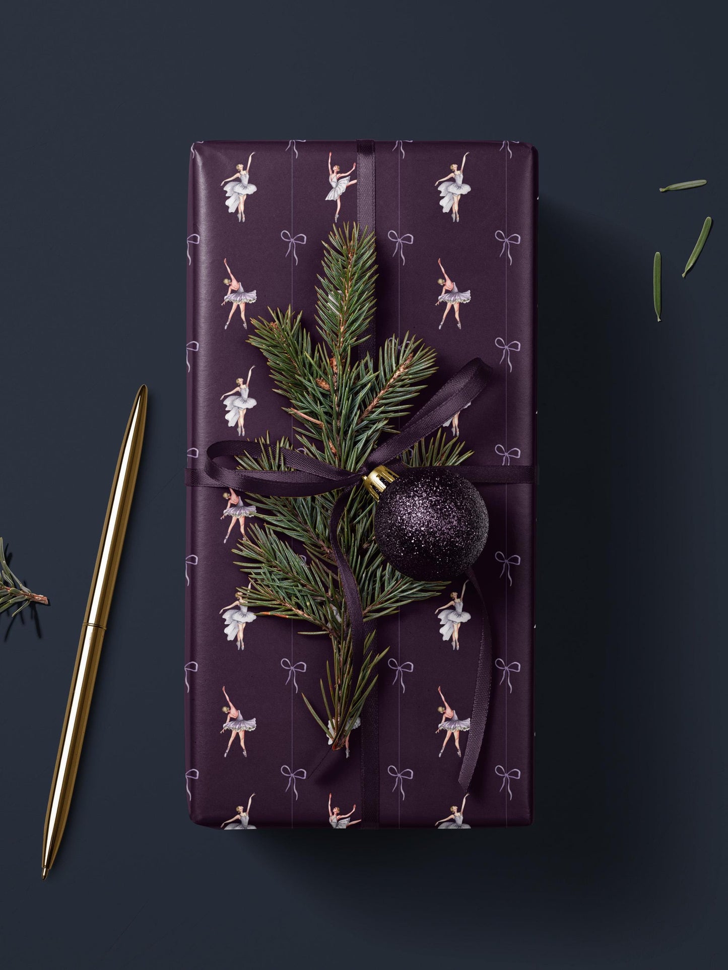 Ballerina Birthday Party Wrapping Paper Girl Gift Wrap Purple Wrapping Paper Ballet Gift Wrap for Holiday Wrapping Paper Children Gift Idea