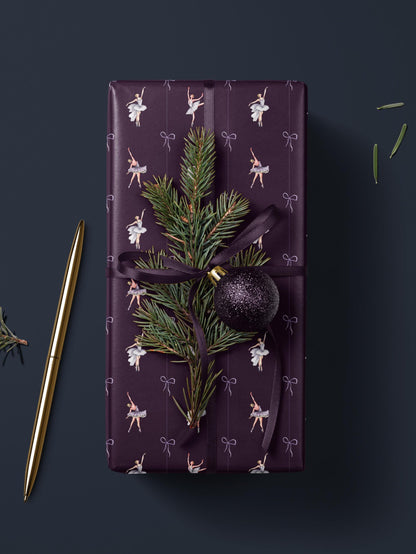 Ballerina Birthday Party Wrapping Paper Girl Gift Wrap Purple Wrapping Paper Ballet Gift Wrap for Holiday Wrapping Paper Children Gift Idea