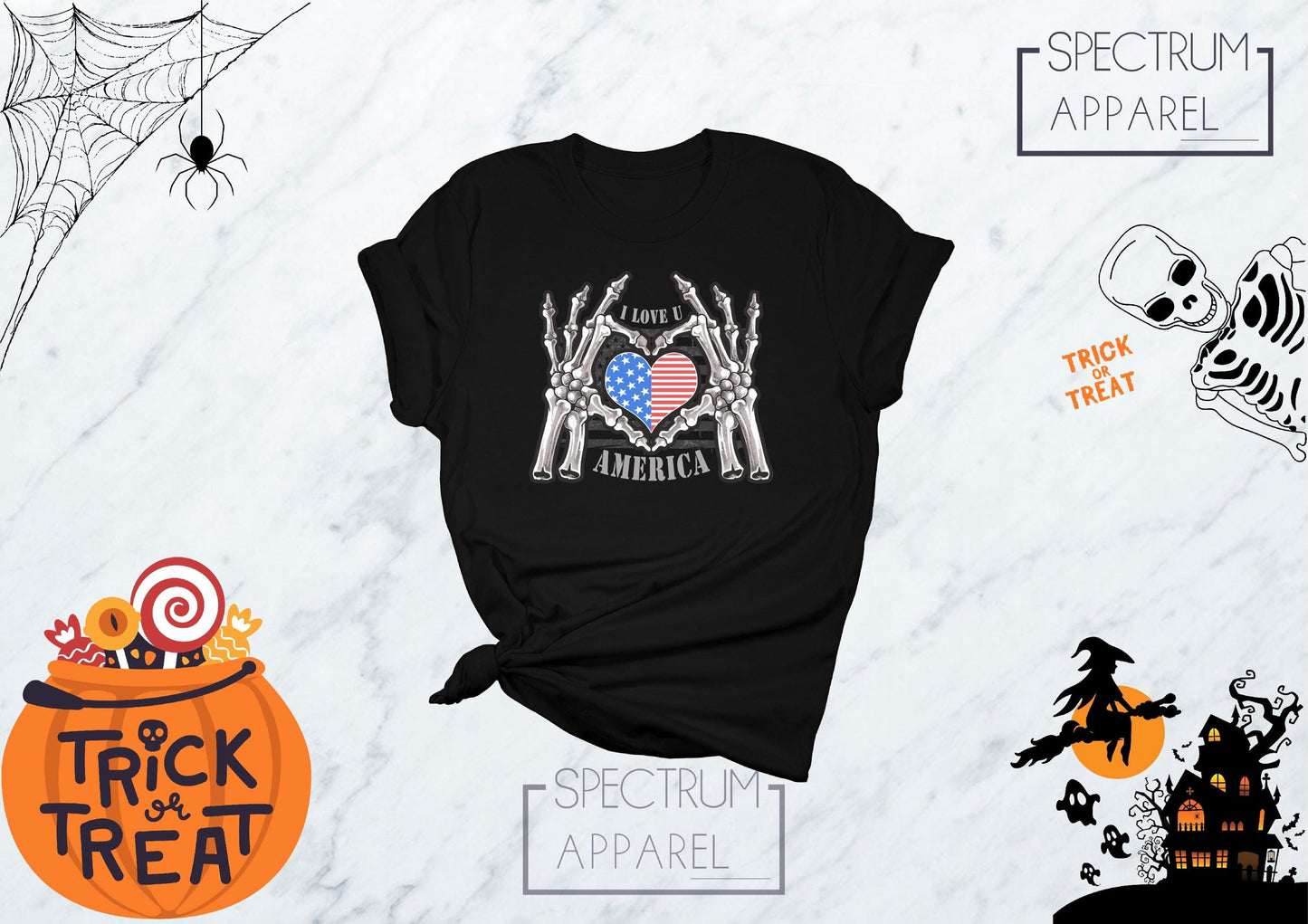 Halloween Skeleton Shirt, Skeleton Shirt, Halloween Party Shirts, Halloween Tshirts, I Love USA Shirt, I Love America Shirt, USA Shirt