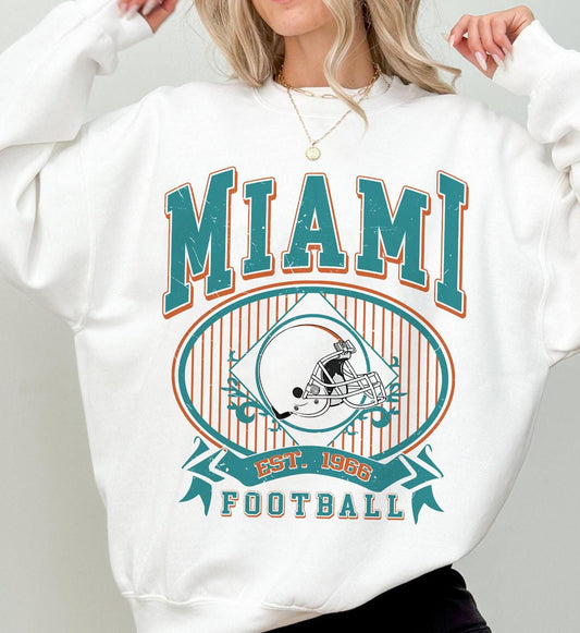 Miami Football Retro Shirt, Game Day Tee, Sunday Miami Football Sweatshirt, Miami Football Fan Shirt, Miami Team Rugby Gift