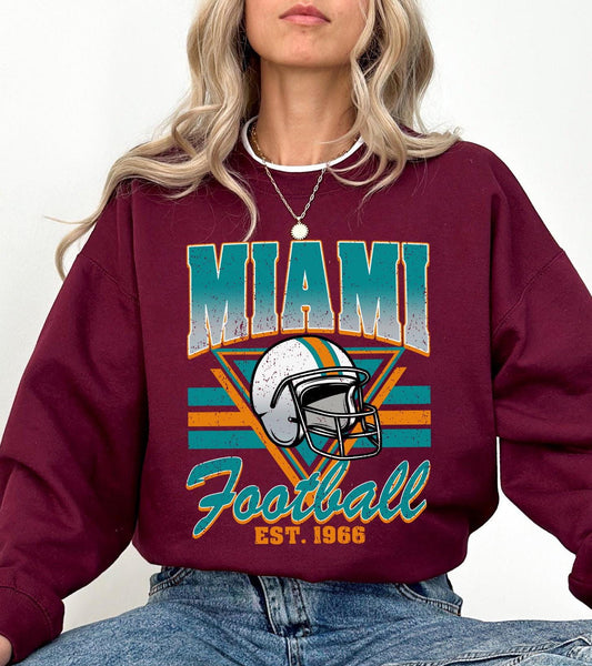 Miami Football Vintage Style Shirt, Game Day Tee, Sunday Miami Football Sweatshirt, Miami Football Fan Shirt, Miami Team Rugby Gift
