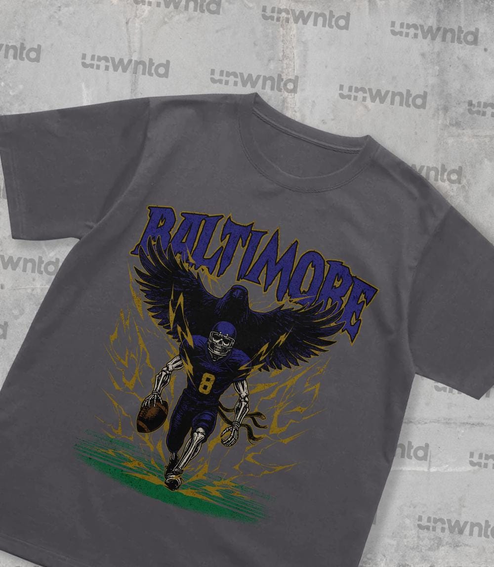 Baltimore Football Shirt - Graphic Tees - Skeleton Shirt - Merch Tee - Gift Shirt - Bootleg Shirt - Vintage - Skeleton Football Shirt