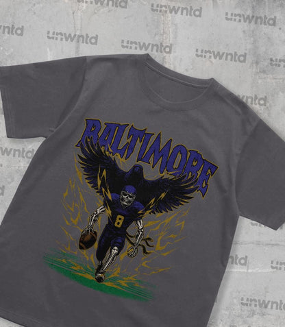 Baltimore Football Shirt - Graphic Tees - Skeleton Shirt - Merch Tee - Gift Shirt - Bootleg Shirt - Vintage - Skeleton Football Shirt