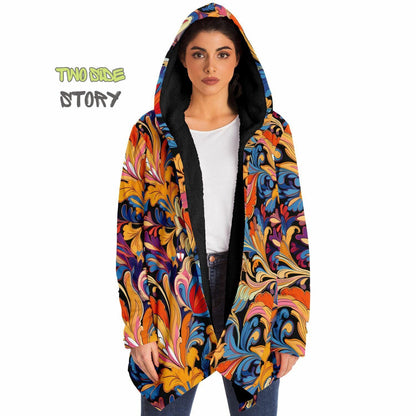 Micro-fleece Psychedelic Paisley Print Hooded Cloak,Festival Rave Party Wear EDM Festival Cape, Psychedelic Cape,Men's Rave Cape,Psy Clothes