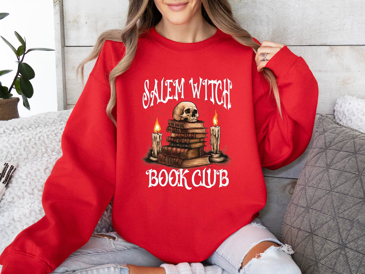 Salem Witch Book Club Sweatshirt, Halloween Sweatshirt, Halloween Party Sweatshirt, Halloween Skeleton, Book Lover Sweat, Librarian Sweater