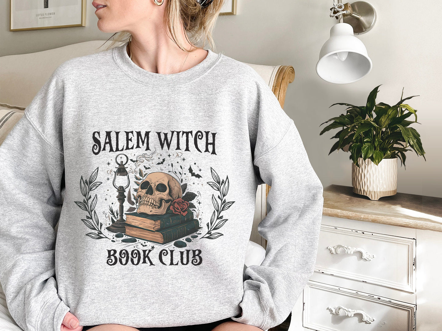 Salem Witch Book Club Sweatshirt, Halloween Sweatshirt, Halloween Party Sweatshirt, Halloween Skeleton, Book Lover Sweat, Librarian Sweater