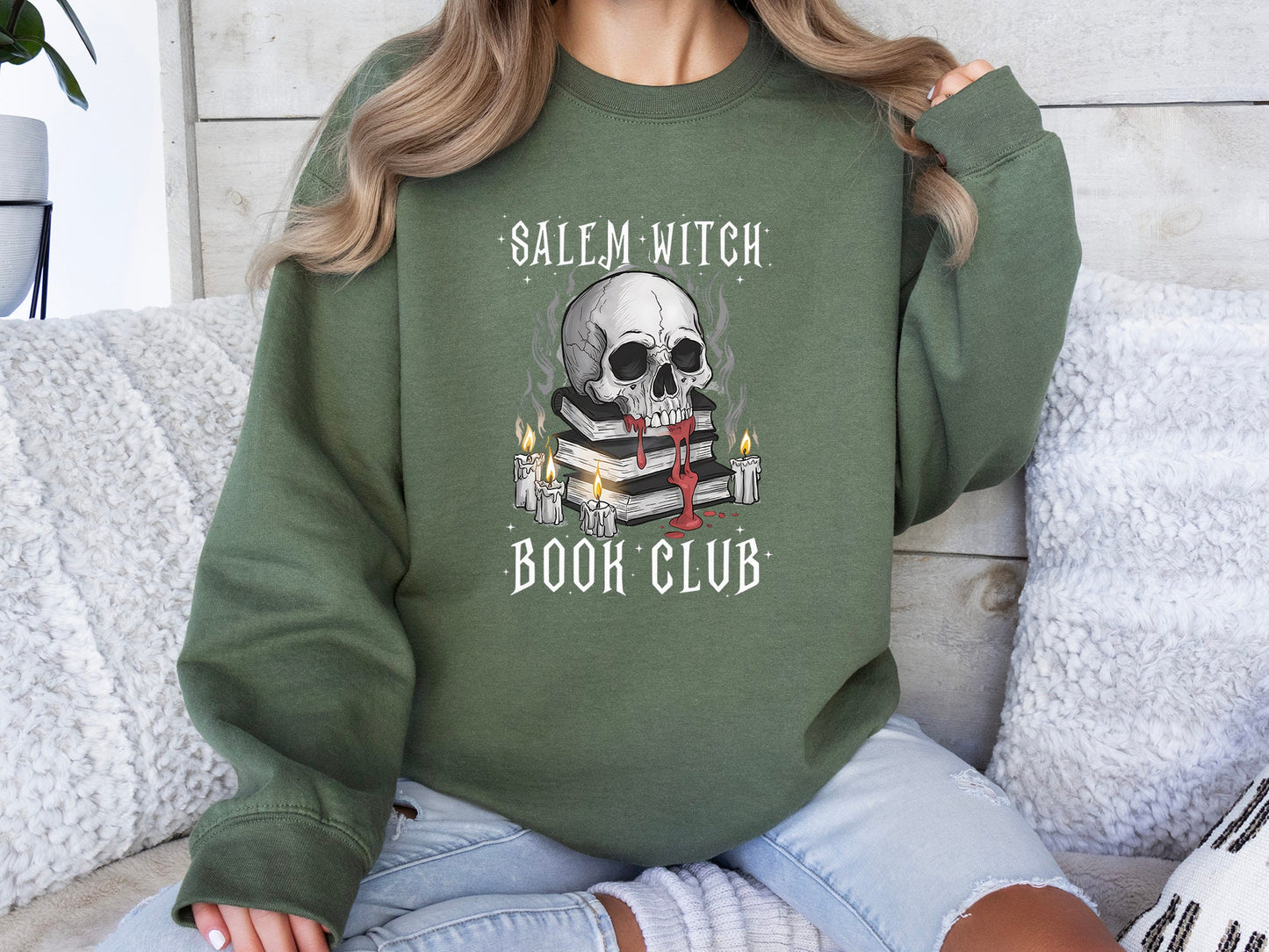 Salem Witch Book Club Sweatshirt, Halloween Sweatshirt, Halloween Party Sweatshirt, Halloween Skeleton, Book Lover Sweat, Librarian Sweater