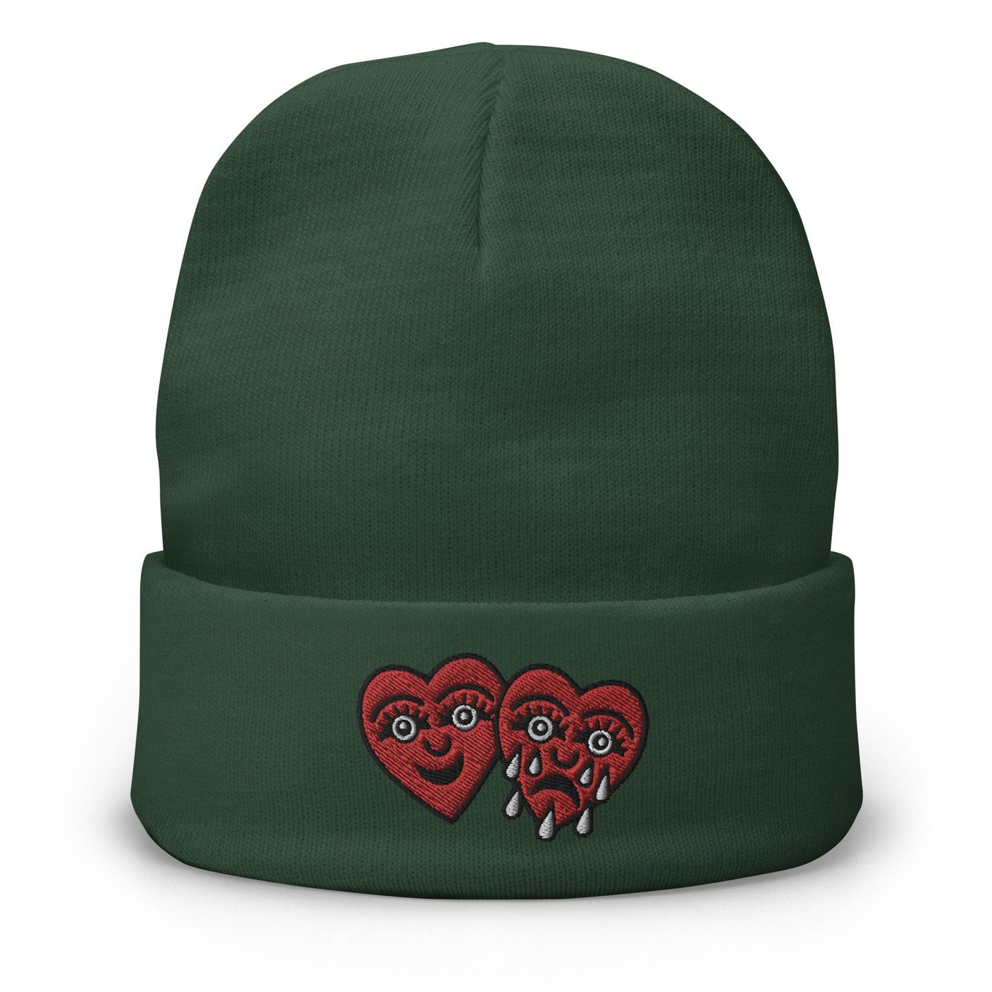 Laugh Now Cry Later, Traditional Tattoo Beanie, Tattoo Inspired Clothing, Embroidered Beanie, Heart Beanie, Weeping Heart Tattoo