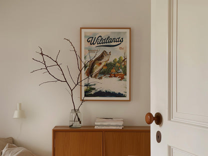 Boat Fishing Print Gift for Fisherman Art Poster Retro Angler Wall Decor Fishing Artwork Outdoorsy Wall Art Fishing Dad