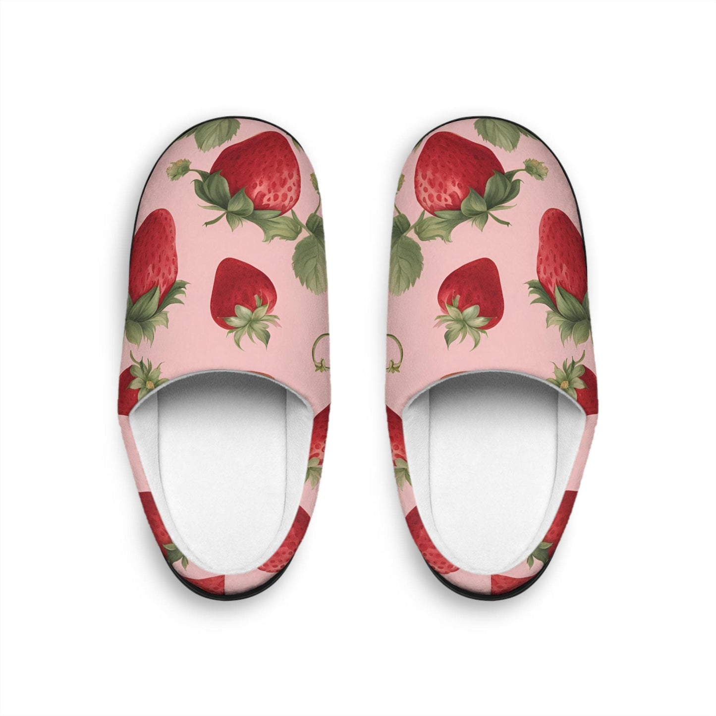 Cute Strawberry Slippers Houseshoes Slippers Antiskid Slippers Removable Insoles Black Rubber Sole Slippers Women's Indoor Slippers