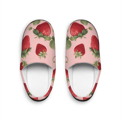Cute Strawberry Slippers Houseshoes Slippers Antiskid Slippers Removable Insoles Black Rubber Sole Slippers Women's Indoor Slippers