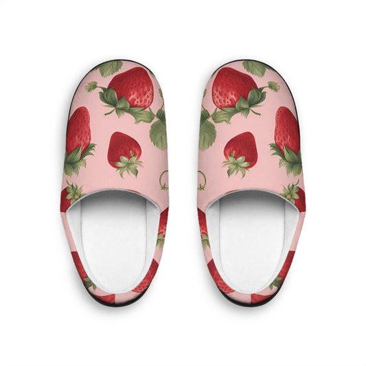 Cute Strawberry Slippers Houseshoes Slippers Antiskid Slippers Removable Insoles Black Rubber Sole Slippers Women's Indoor Slippers