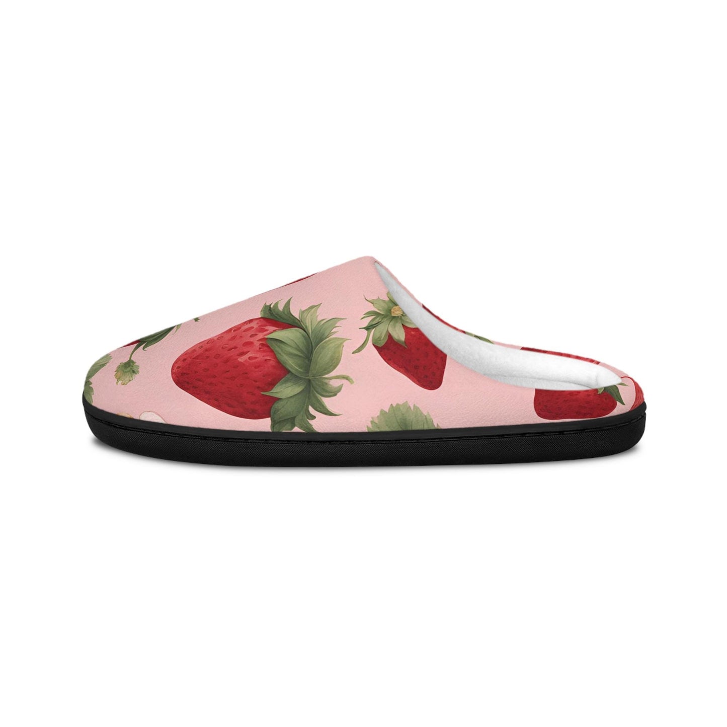 Cute Strawberry Slippers Houseshoes Slippers Antiskid Slippers Removable Insoles Black Rubber Sole Slippers Women's Indoor Slippers