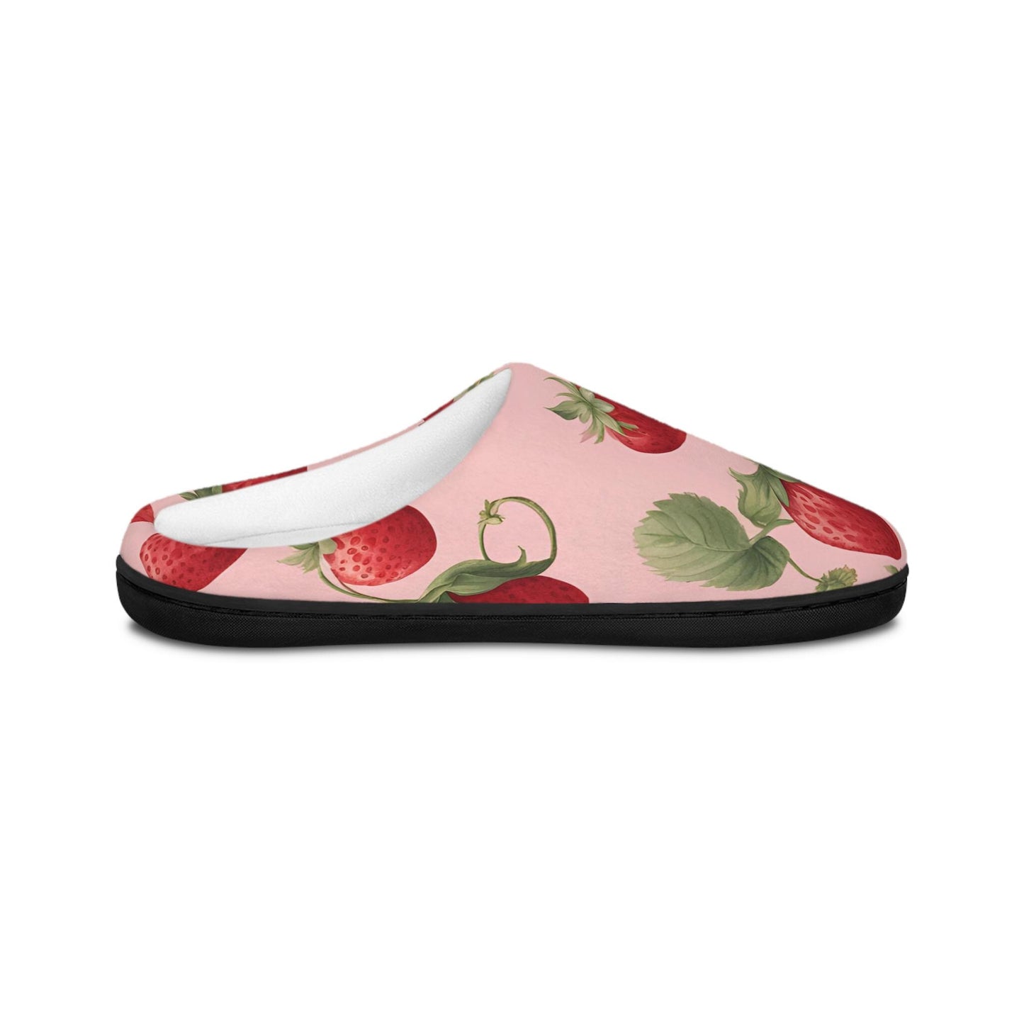 Cute Strawberry Slippers Houseshoes Slippers Antiskid Slippers Removable Insoles Black Rubber Sole Slippers Women's Indoor Slippers