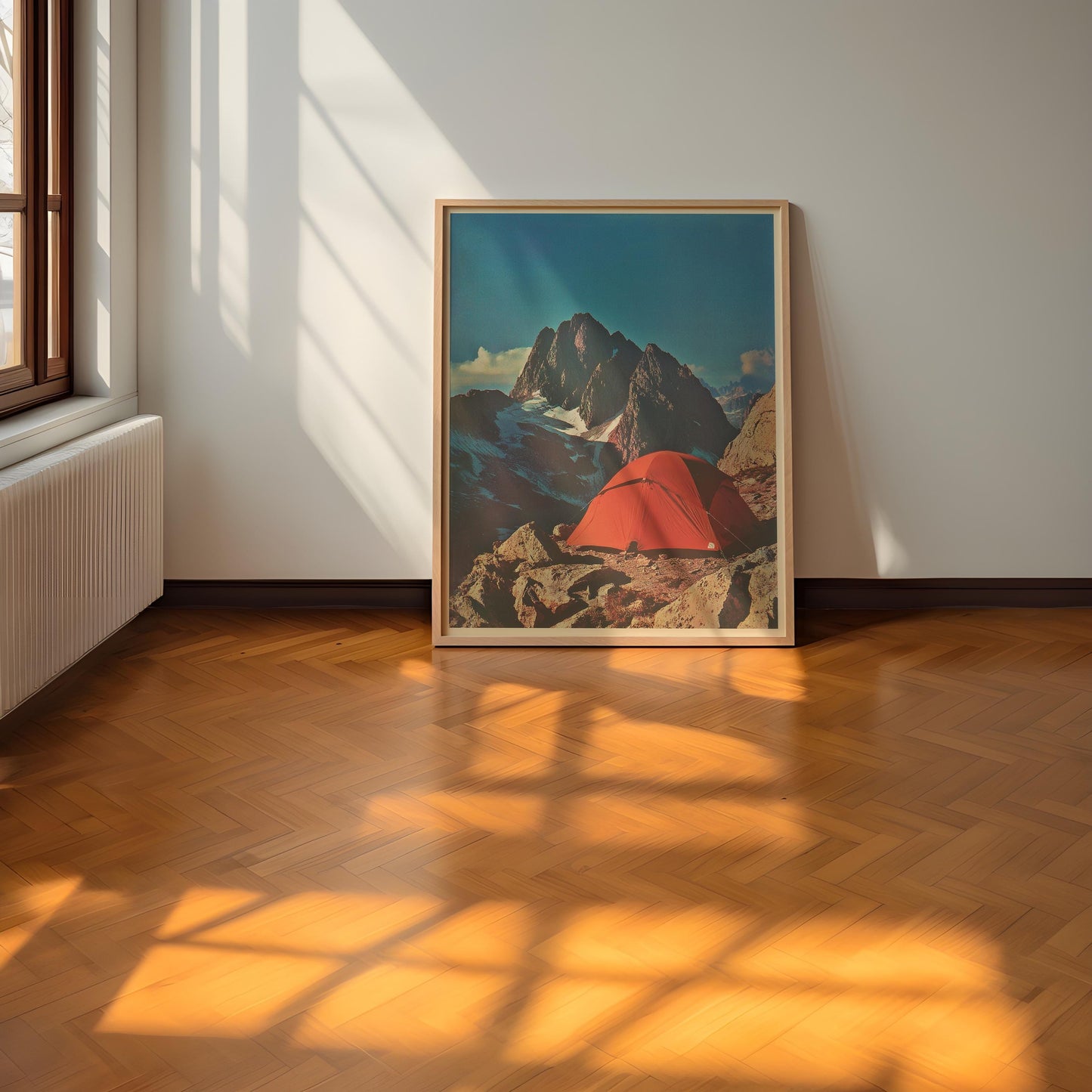 Vintage Mountaineering Advertisement Photo Poster Retro Outdoor Tent Camping Print 1980s Hiking Magazine Art Rock Climbing Summiting Poster