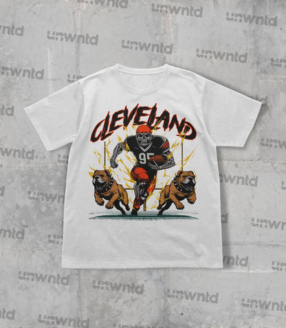 Cleveland Football Shirt - Graphic Tees - Skeleton Shirt - Merch Tee - Gift Shirt - Bootleg Shirt - Vintage - Skeleton Football Shirt