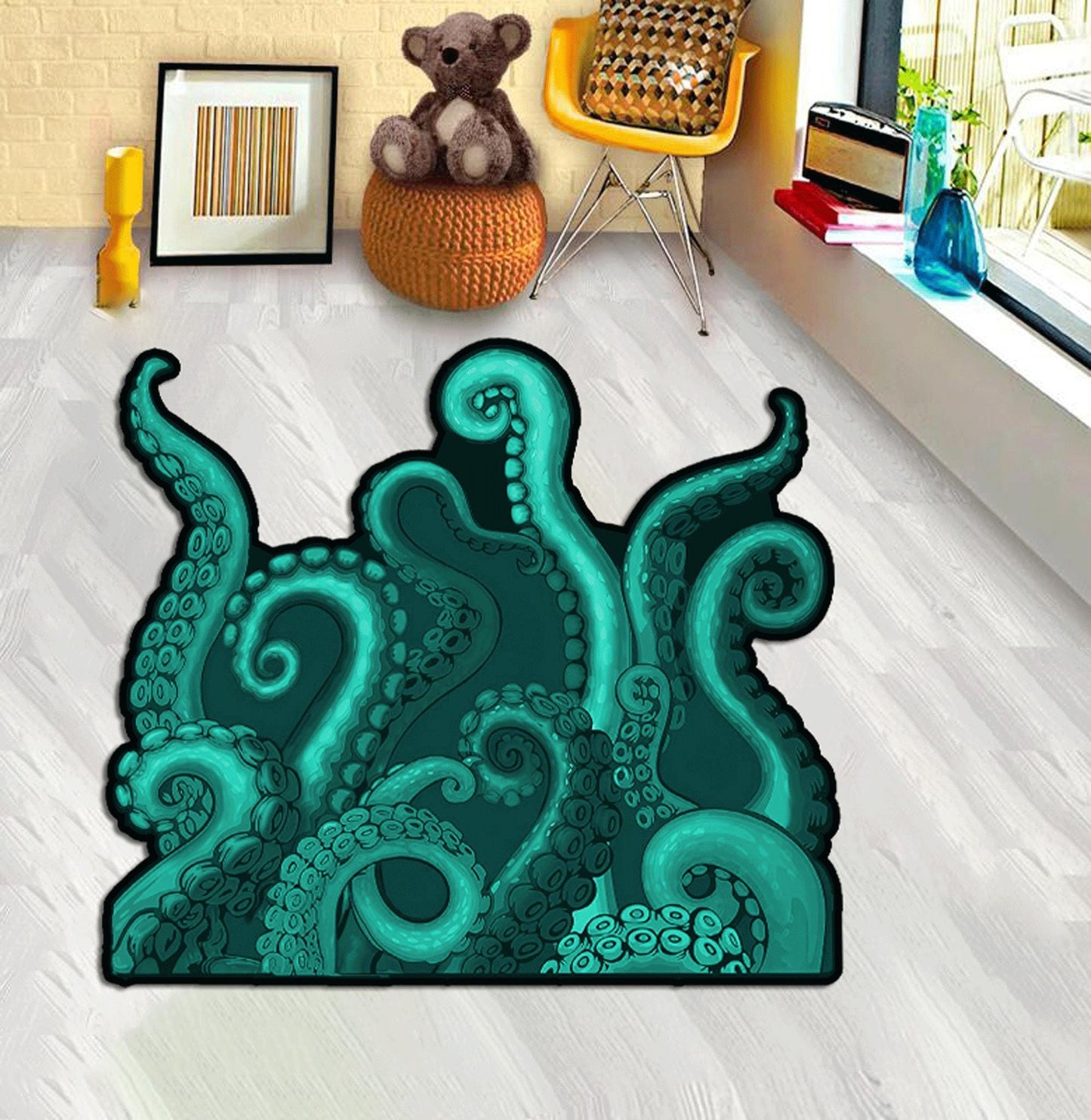 Octopus rug,Octopus decor,Purple Octopus,Green Octopus,Blue Octopus,Octopus Sea Personalized Area Rug,Sea Lover Gift, Custom rug, Home decor
