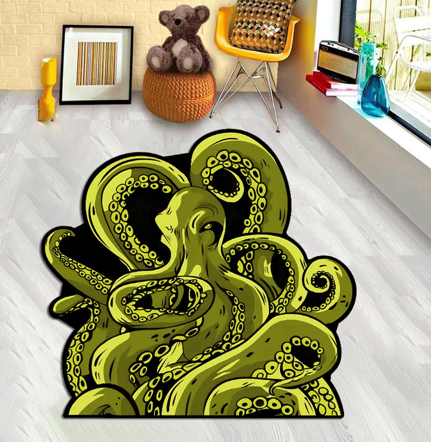 Octopus rug,Octopus decor,Purple Octopus,Green Octopus,Blue Octopus,Octopus Sea Personalized Area Rug,Sea Lover Gift, Custom rug, Home decor
