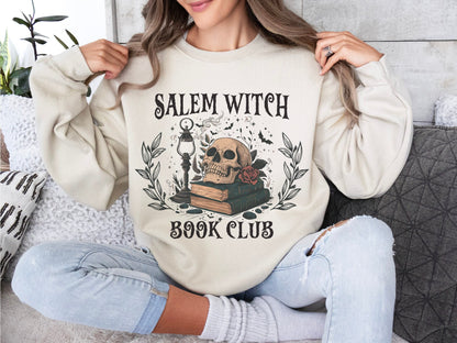 Salem Witch Book Club Sweatshirt, Halloween Sweatshirt, Halloween Party Sweatshirt, Halloween Skeleton, Book Lover Sweat, Librarian Sweater
