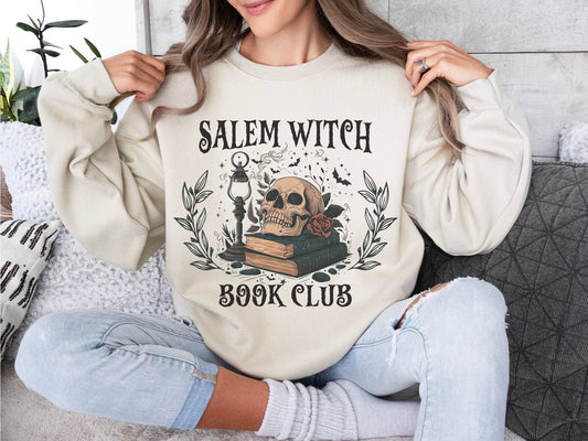 Salem Witch Book Club Sweatshirt, Halloween Sweatshirt, Halloween Party Sweatshirt, Halloween Skeleton, Book Lover Sweat, Librarian Sweater